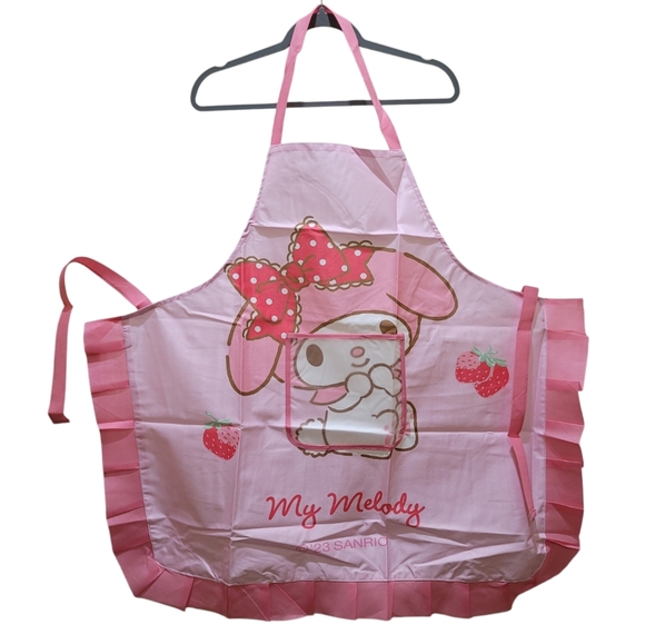 Sanrio '23 Official License My Melody Pink Pleated Hemline Apron w/ Front Pocket - Picture 9 of 9